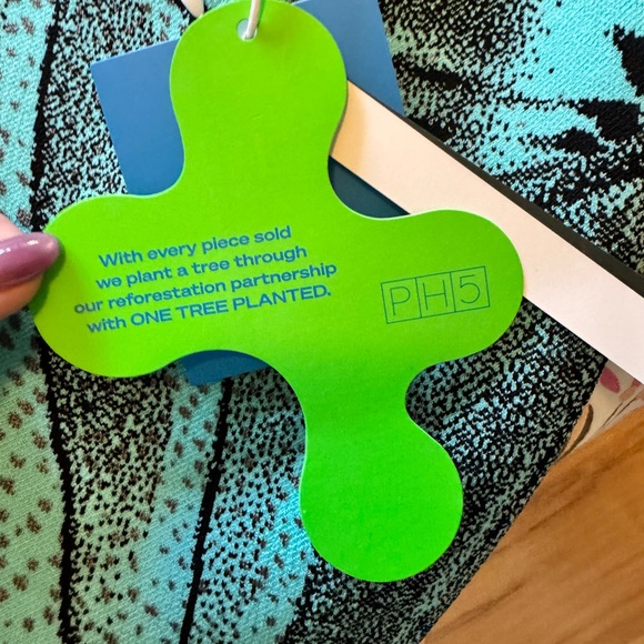 NWT PH5 Camellia Denim Print Tank Top Knit Corset Asymmetrical Blue Black Medium - Picture 10 of 12